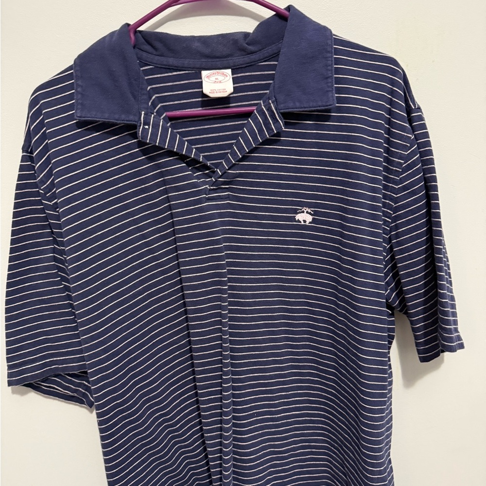 Brooks Brothers Dark Blue Polo with White Stripes